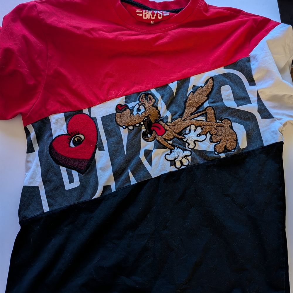 Kids Colorblock Wile E. Coyote Patch Tee - Red/Black/White